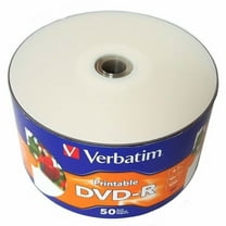 50 Pack Verbatim DVD-R DVDR White Inkjet Hub Printable 16X 4.7GB 120min Blank Media Disc