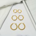 thumbnail image 3 of JeenMata Juego de 3 Aros de Estilo Contemporáneo en Paquete Múltiple Bañados en Oro Amarillo, 3 of 5