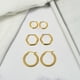 thumbnail image 3 of JeenMata Juego de 3 Aros de Estilo Contemporáneo en Paquete Múltiple Bañados en Oro Amarillo, 3 of 5