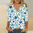 thumbnail image 2 of Womens Blouses Fall 2025 Tops Dressy Casual Plus Size Baseball 3/4 Sleeve Shirts V-Neck Women Blouses Casual Dressy, 2 of 5