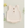 thumbnail image 2 of Arvbitana 0-24 Months Infant Baby Girls Boys Summer Casual Romper Solid Color Sleeveless O Neck Button Playsuit, 2 of 8