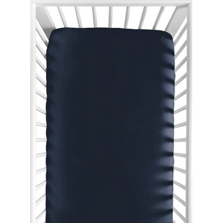 UPC: 0846480092735 | Celestial Solid Navy Blue Fitted Crib Sheet by Sweet Jojo Designs
