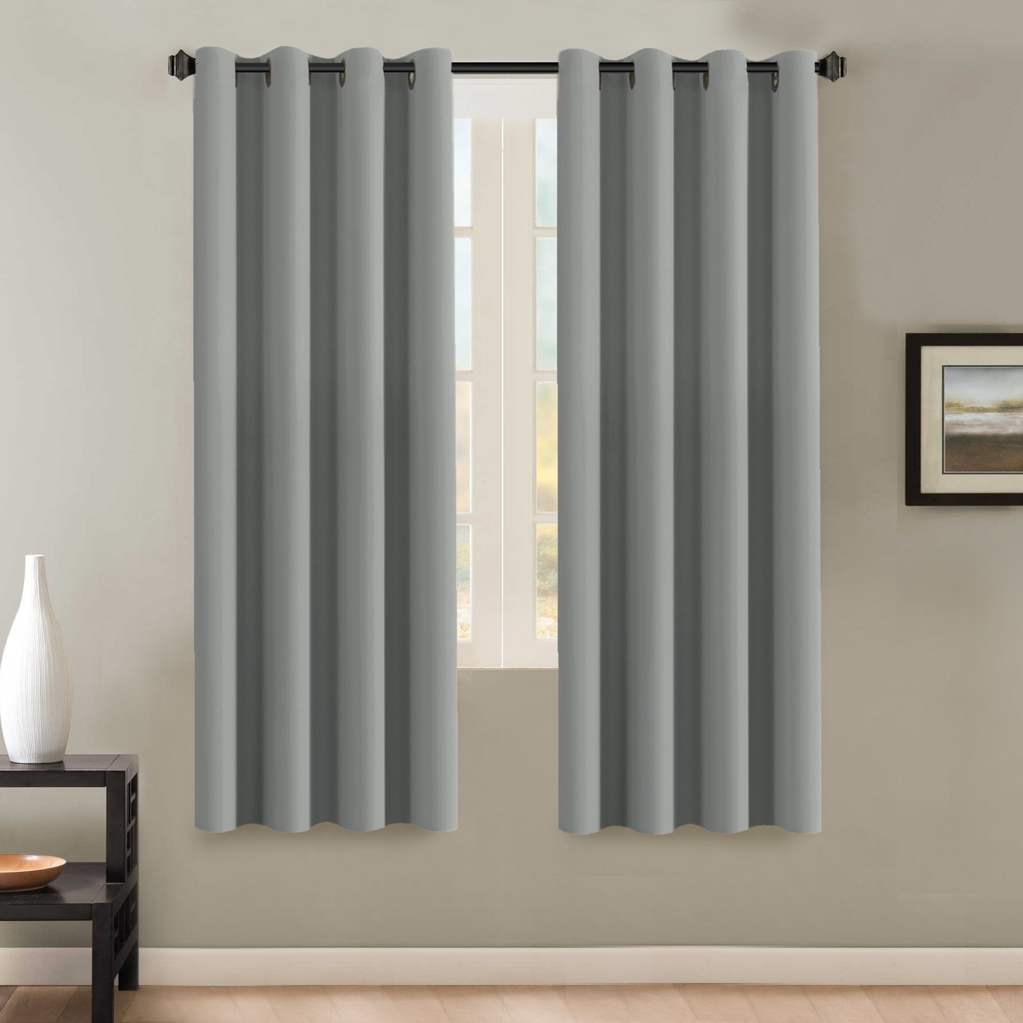 1 Panel 46x54 Inch WOLTU Eyelet Blackout Curtain Thermal Insulated Ring Top Curtain for Bedroom Living Room Door Dark Grey