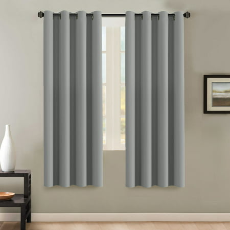 H.VERSAILTEX Insulated Thermal Blackout 72-Inch Long Grey Curtain