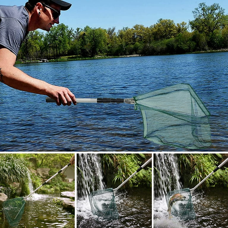 Telescoping Fishing Landing Net Freshwater Net for Pond - Handle Extends to  50