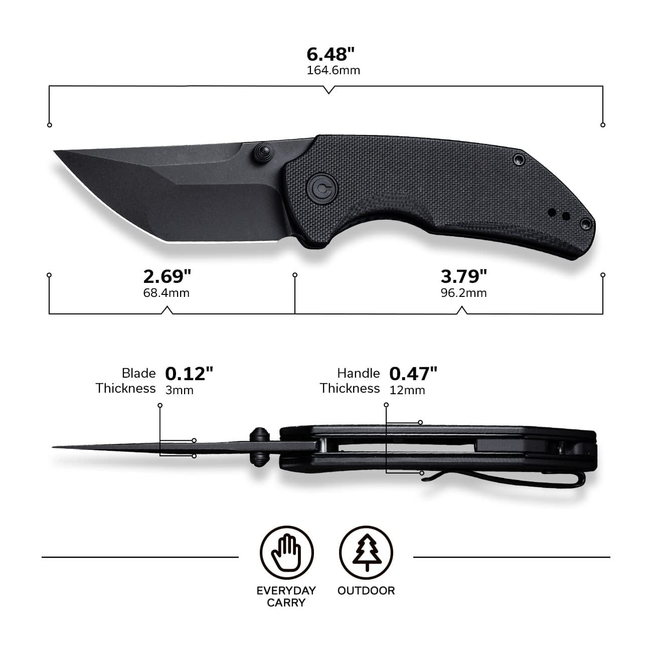 CIVIVI Thug 2 Pocket Knife Folding Knife for EDC C20028C-1