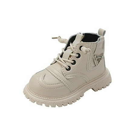 

SIMANLAN Girls Boys Ankle Boots Toddlers Waterproof Combat Boots Non-slip Kids Casual Short Boots White 7toddlers