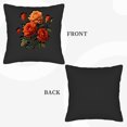 thumbnail image 6 of Set of 2 18x18in Throw Pillow Covers with Vibrant Floral Rose Design in Orange and Red on Dark Background Perfect for Couch Bed or Car, 6 of 8