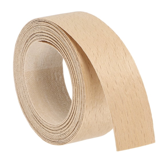 1 Inch x 10ft Wood Veneer Edge Banding, Pre-Glued Flexible Beech Edging Strips, Iron on with Hot Melt Adhesive Wood Tape for Cabinet Repair and Furniture Restoration