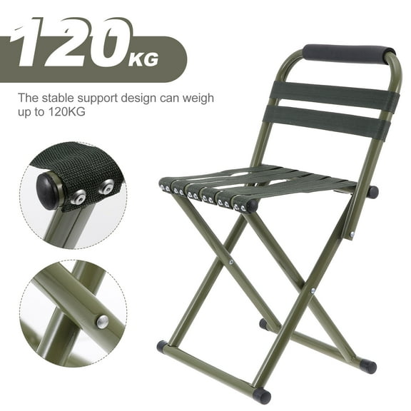 BESTYASH 1Pc Foldable Green Camping Chair with Steel Frame Comfortable and Breathable Seat