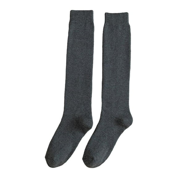 2 Pcs Mens Knee High Long Socks Thick Warm One Size , Cotton Breathable Dark grey