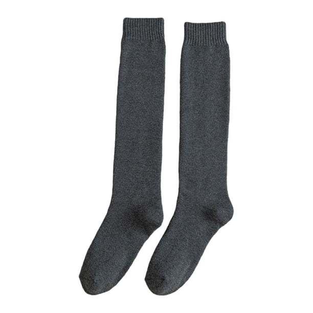 2x calcetines hasta de tamaño libre para hombres, tubo alto de grueso y cálido, calcetín suave informal para deportes unisex - Gris Sunnimix Calcetines largos hasta la rodilla para hombre