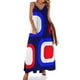 thumbnail image 1 of Vestido sin mangas con bloques de color rojo, blanco y azul retro, vestidos de manga larga, vestidos de verano para mujer , vestido para mujer, 1 of 7