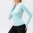 thumbnail image 6 of aidice Workout Tops for Women Yoga Crewneck Long Sleeve Breathable Skinny Stretch Gym Athletic Tops, 6 of 9