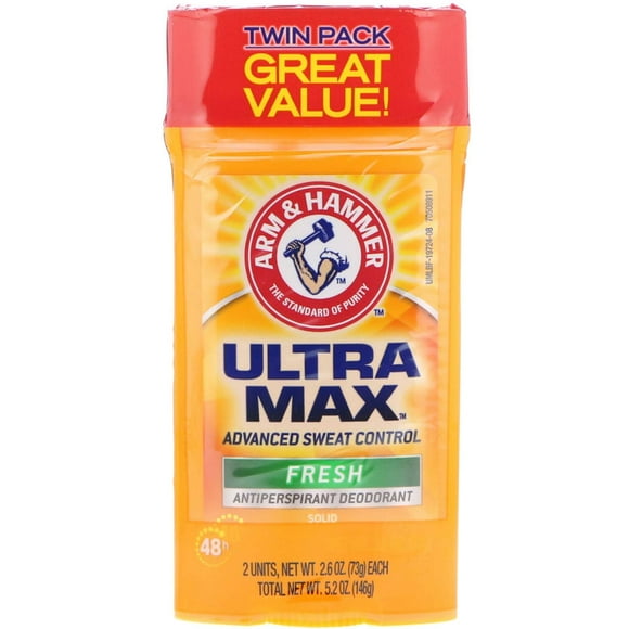 Arm & Hammer, UltraMax, Solid Antiperspirant Deodorant, Fresh, 2 Pack, 2.6 oz (73 g) Each