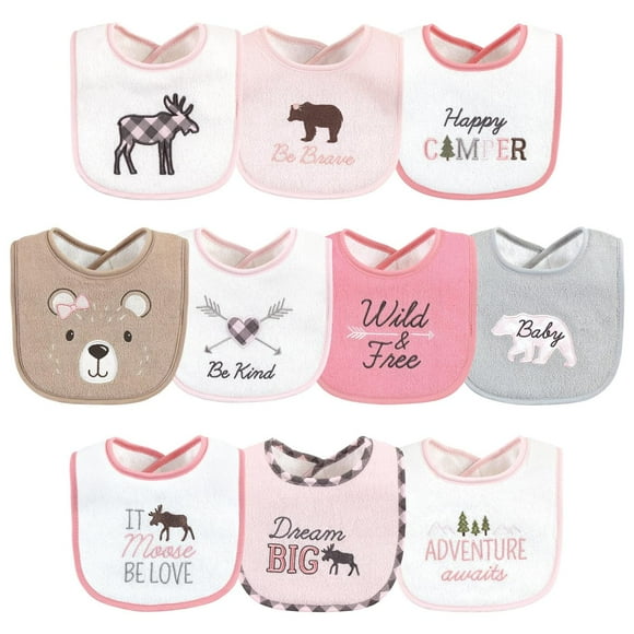 Baberos de Rizo de Algodón Hudson Baby Oso de Alce para Niña