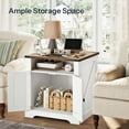 thumbnail image 2 of HOOBRO Farmhouse End Table with Charging Station, 23.6" Large End Tables for Living Room, Sofa Side Table with Barn Door, Wooden Square Nightstand Bedside Table, Flip Top, White and Walnut WH601UBZ01, 2 of 12