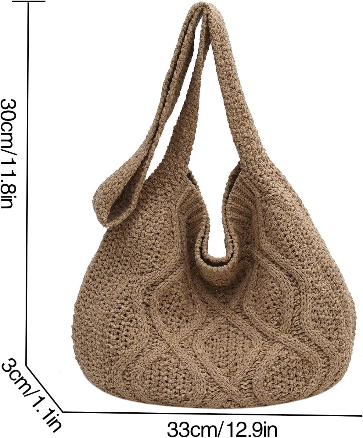 Women's Crochet Tote Bag Knitted Aesthetic Shopping Bag Cute Purses Crocheted Hobo Bag