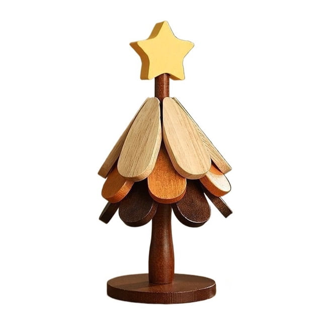 Wooden Trivets for Hot Dishes, Tree Shape Trivet 1Set Like a Christmas Tree, Foldable Kitchen Wooden Trivet