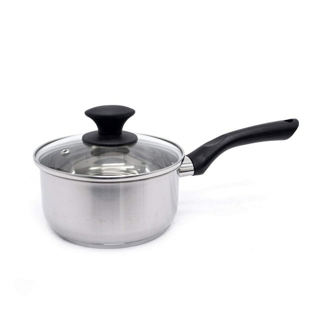 Starbasix Stainless Steel 1.6L (1.7Qt) Saucepan with Lid, Durable Stainless Steel, Induction Compatible, Oven Safe, Dishwasher Safe, Silver