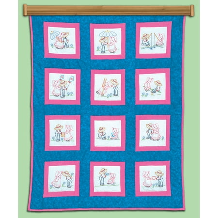 - Themed Stamped White Quilt Blocks, 9