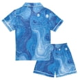 thumbnail image 2 of Silky Satin Kids' Pajama Set Breathable & Smooth Unisex Button-Down Pajamas Water Texture Background, 2 of 8