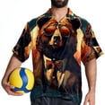 thumbnail image 4 of Vintage Bear Men's Short Sleeve Beach Shirts, Casual Button Down Poplin Printed Summer Tops - Unisex, 4 of 6