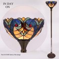 thumbnail image 2 of Tiffany Floor Torchiere Lamp 66" Tall LED Uplight Industrial Bronze Pole Vintage Boho Stained Glass Blue Liaison Retro Standing Corner Bright Torch Light Living Room Kids Bedroom Farmhouse, 2 of 6