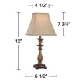 thumbnail image 7 of Regency Hill Alzano Cottage Accent Table Lamp 18" High Antique Distressed Light Bronze Square Shade for Bedroom Living Room Bedside Nightstand Office, 7 of 7