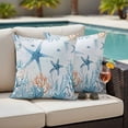 thumbnail image 5 of Outdoor Pillow Covers Pack of 2, Ocean Starfish Blue Coral Seaweed Waterproof Throw Pillowcase Cushion Cases, Jellyfish Fish Marine Life Decorative Pillow Cover for Couch Sofa Home Bed Patio, 5 of 9