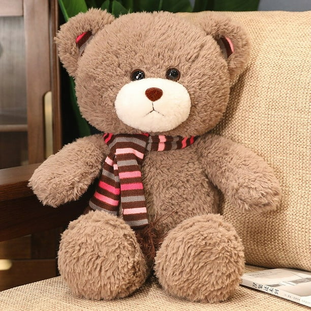 Oso de peluche gigante de alta calidad con bufanda, de 3 colores oso de peluche, juguetes de animales de peluche, muñeca de peluche para amantes, regalo de cumpleaños para bebés y niñosLight brown80cm Fivean unisex