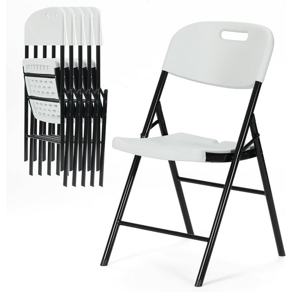 JINSEED 6 Pack Folding Chairs, Wedding Banquet Chairs for Party, Commercial , Camping Picnic, Outdoor Indoor Portable Chairs, White