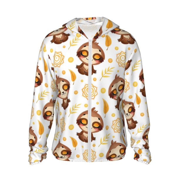 Fotbe Sloth Yoga Chaqueta con Protección Solar UPF 50+ para Hombre y Mujer, Camisa con Capucha y Bolsillos-Medium