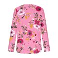 thumbnail image 5 of JSheng Women's Long Sleeve Tops Plus Size Fashion Printing Casual Round Neck Button Loose Pullover T-shirt for Daily Wear Hot Pink XXXXL, 5 of 5