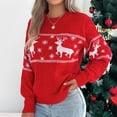 thumbnail image 4 of vigerkar Women's Ugly Christmas Sweater Funny Christmas Reindeer Crew Neck Holiday Sweater Tunic Pullover (Red, L), 4 of 8