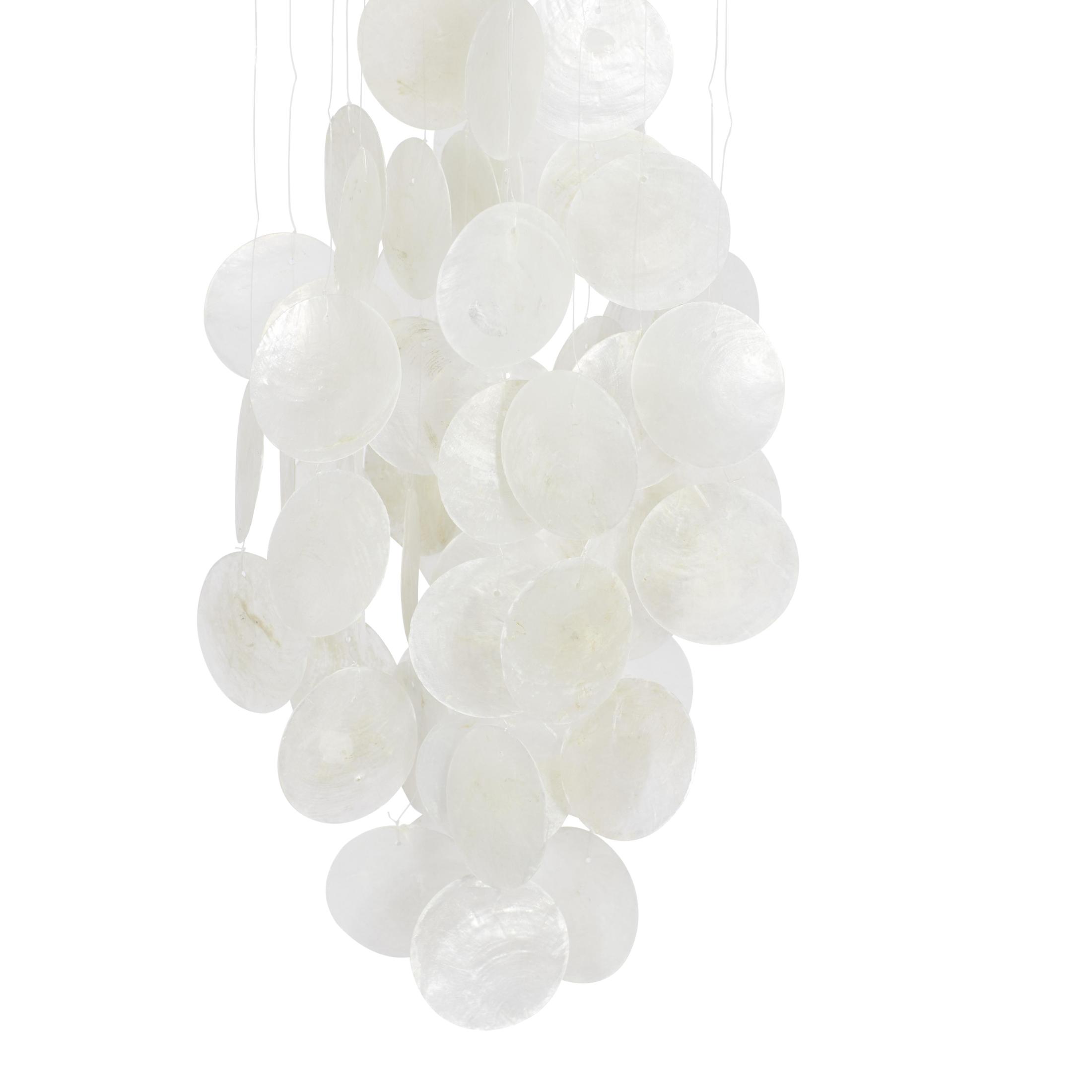 DecMode 27" White Capiz Shell Waterfall Geometric Windchime