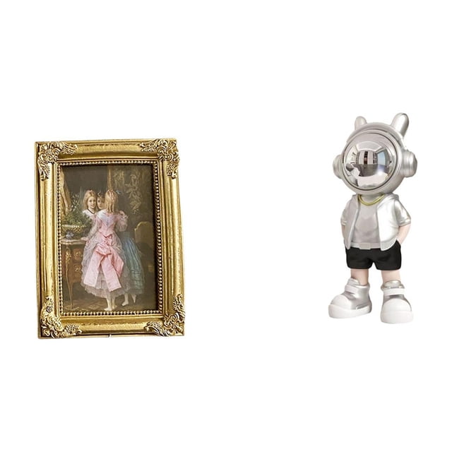 Marco de fotos,Soporte para marco de fotos de resina,colgador de tarjetas,Collage de fotos para pared,decoración de flores,Figura de escritorio,Estante con estatua de astronauta para
