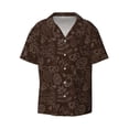 thumbnail image 2 of Lsque Autumn Brown Plants print Men's Cuban Collar Short Sleeve Shirt Summer Beachwear Casual Button Down Fashionable Vacation Leisure Shirt-Medium, 2 of 7