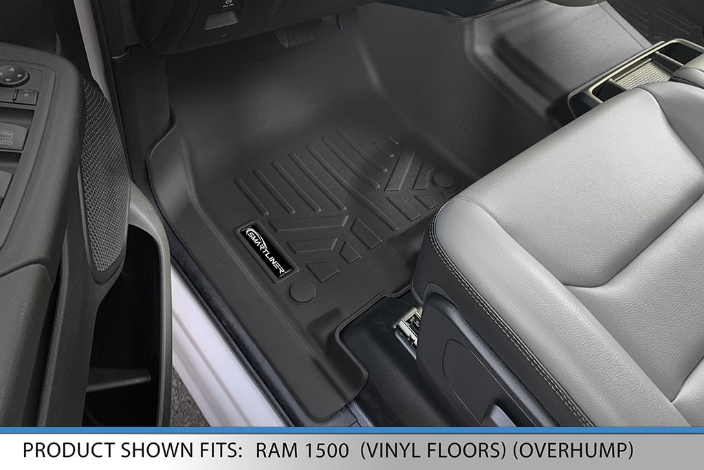 MAXLINER Custom Fit Floor Mats 1st Row Liner Set Black for 19-20 Ram 1500 Crew and Quad Cab with Vinyl Floor