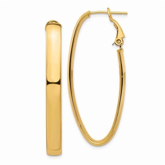 Primal Gold 14 Karat Yellow Gold 5mm Omega Back Oval Hoop Earrings