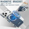 thumbnail image 5 of for iPhone 16 Pro Magnetic Case with 360 Rotating Ring Kickstand, Compatible with MagSafe, Denim Texture Metal Hard PC Stylish Anti-Scratch Wireless Charging Shockproof Phone Cover, Blue, 5 of 10