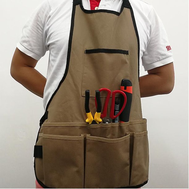 Delantal de jardín de tela Oxford, cinturón de herramientas de jardín grueso, multifunción, impermeable, resistente al desgaste para mujeres y hombres (1 pieza, caqui) XianweiShao 8390614986886