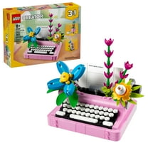 LEGO Creator 3 in 1 Typewriter with Flowers - Building Toy with 3 Building Options, Typewriter, Flowerpot with Pen & Notebook, or Keytar - Gift for Fathers Day - 31169
