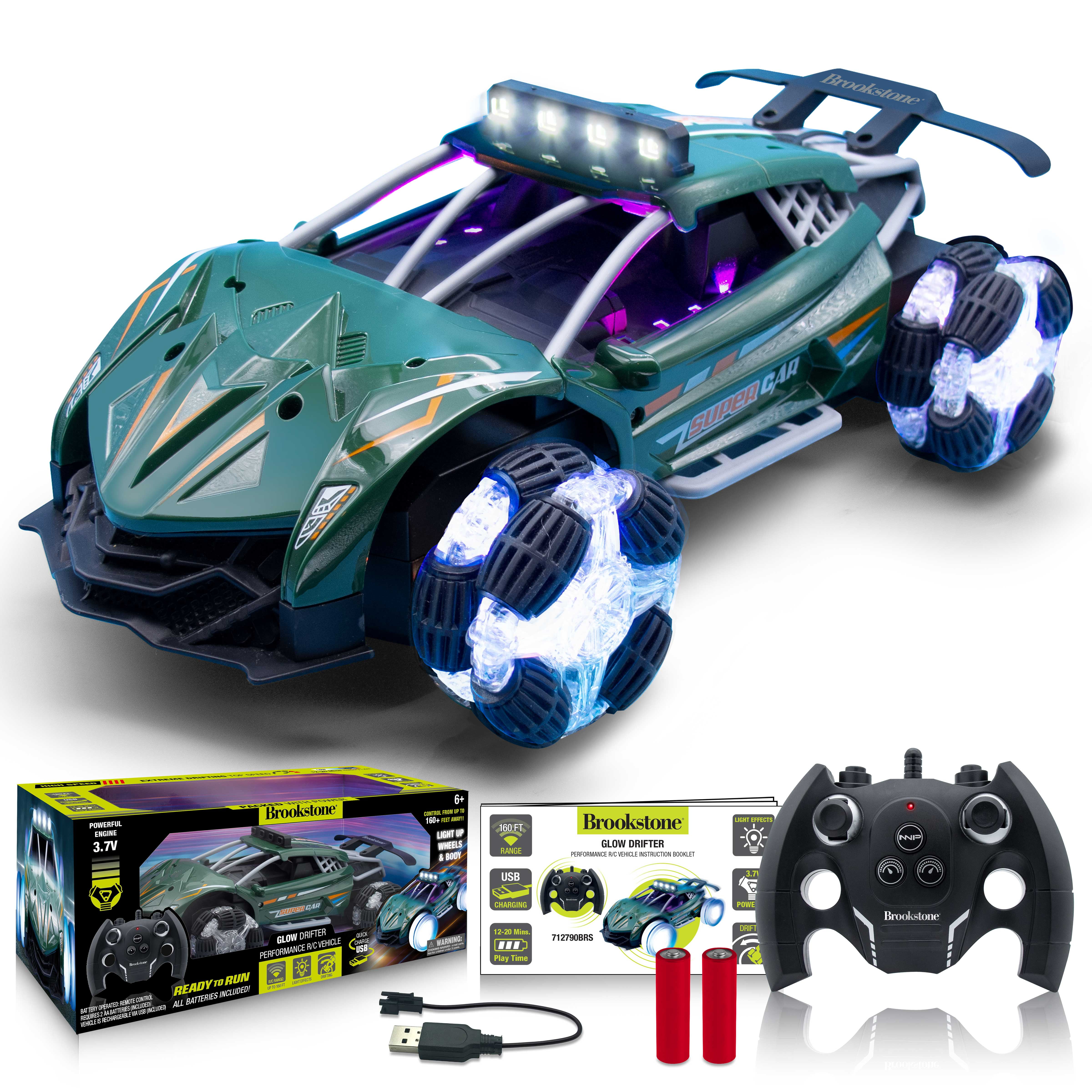 Brookstone Green Glow Drifter LightUp Performance R/C Vehicle