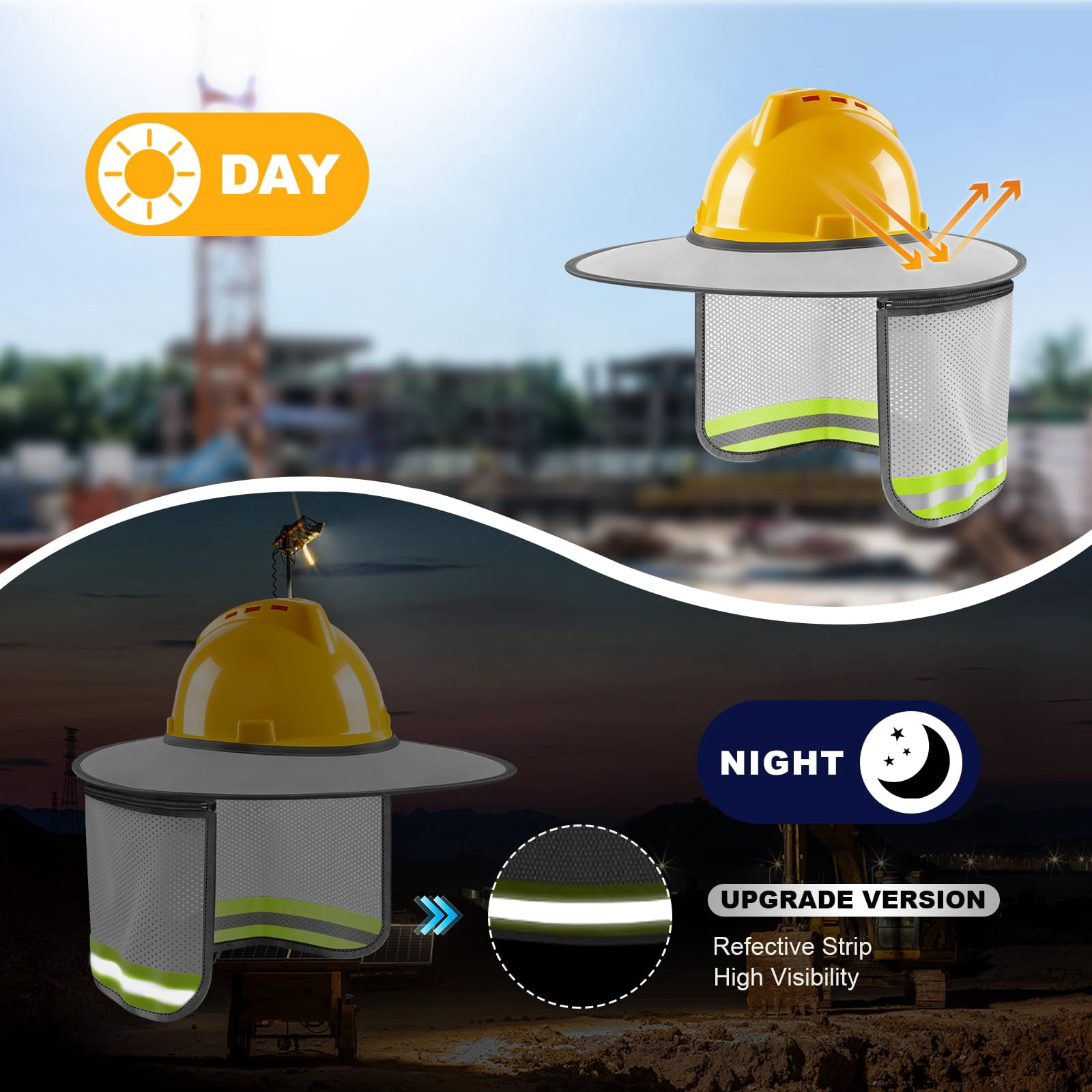Hard Hat Sun Shade, Hard Hat Visor Full Brim Hardhat Sun Shield