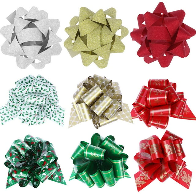 Christmas Gift Bows Set 24PCS Flower Star Bows for Gift Box Wrapping Party Decoration