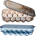 thumbnail image 1 of Juego de 2 hueveras de plástico, almacenamiento de huevos apilable, huevera para nevera, huevera de cocina, con 16 hueveras para proteger y mantener los huevos frescos (azul y negro) TUNC Sencillez, 1 of 5