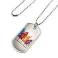 thumbnail image 2 of Row of Colorful Rainbow Trees Bending in the Wind Military Dog Tag Pendant Necklace with Chain, 2 of 5