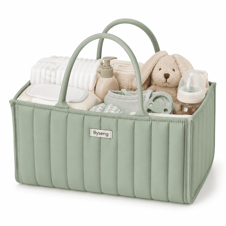 Baby Diaper Caddy Organizer With Handles photo 1
