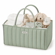 Byseng Baby Diaper Caddy Organizer – Portable Nursery Storage Basket with Handles & Dividers – Large Diaper Caddy for Newborn Essentials, Wipes, Car & Travel Use